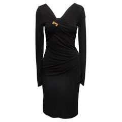 Black Gucci Long Sleeve Ruched Dress Size US M