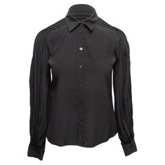 Gucci nero, top a manica lunga in seta con bottoni, taglia IT 38