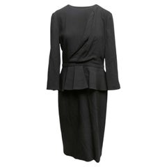 Black Gucci Long Sleeve Wool Peplum Dress Size IT 46