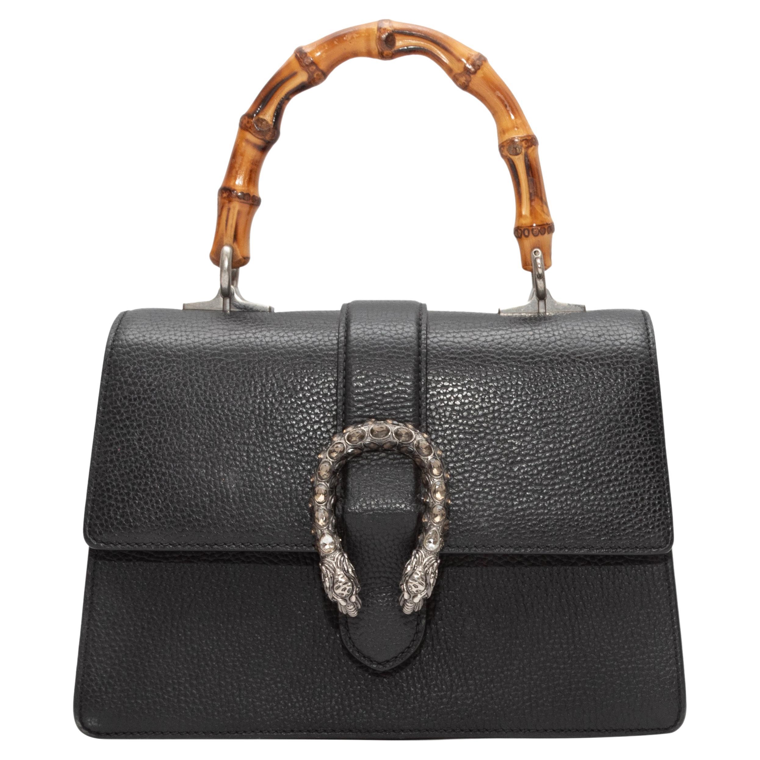 Black Gucci Medium Dionysus Bamboo Top Handle Bag For Sale at 1stDibs