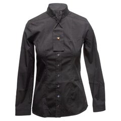Black Gucci Neck Tie Button-Up Top