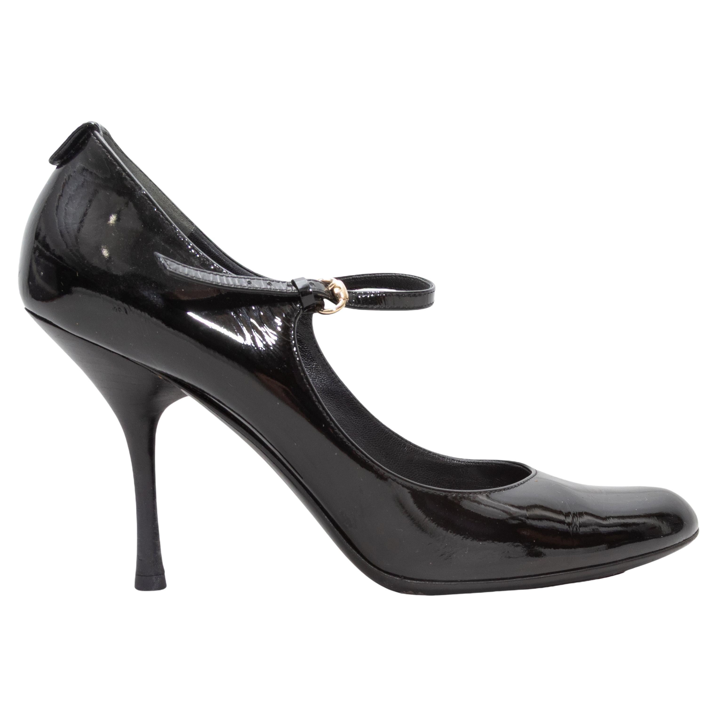 Black Gucci Patent Mary Jane Pumps Size 9.5