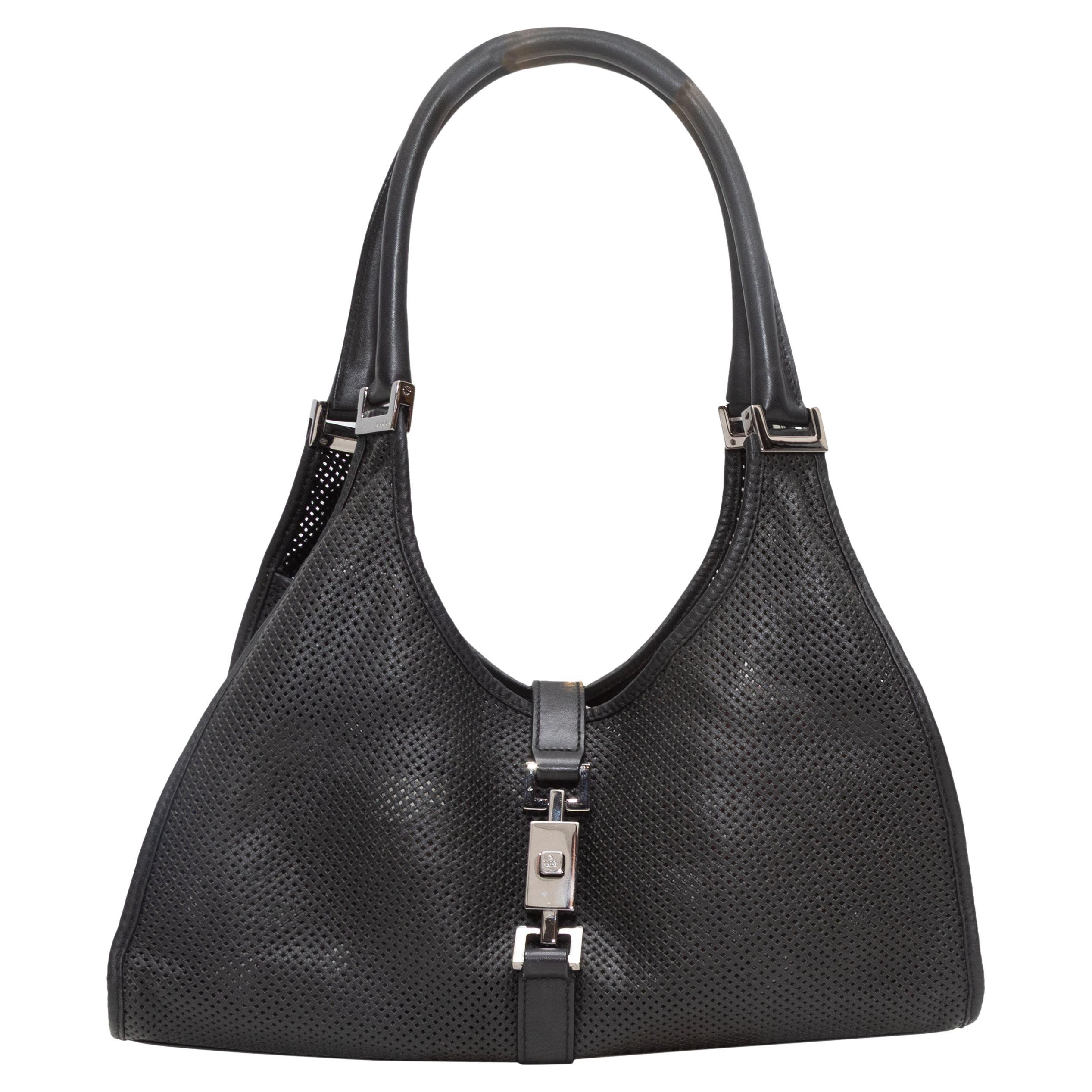 Borsa Jackie black di Gucci in pelle traforata