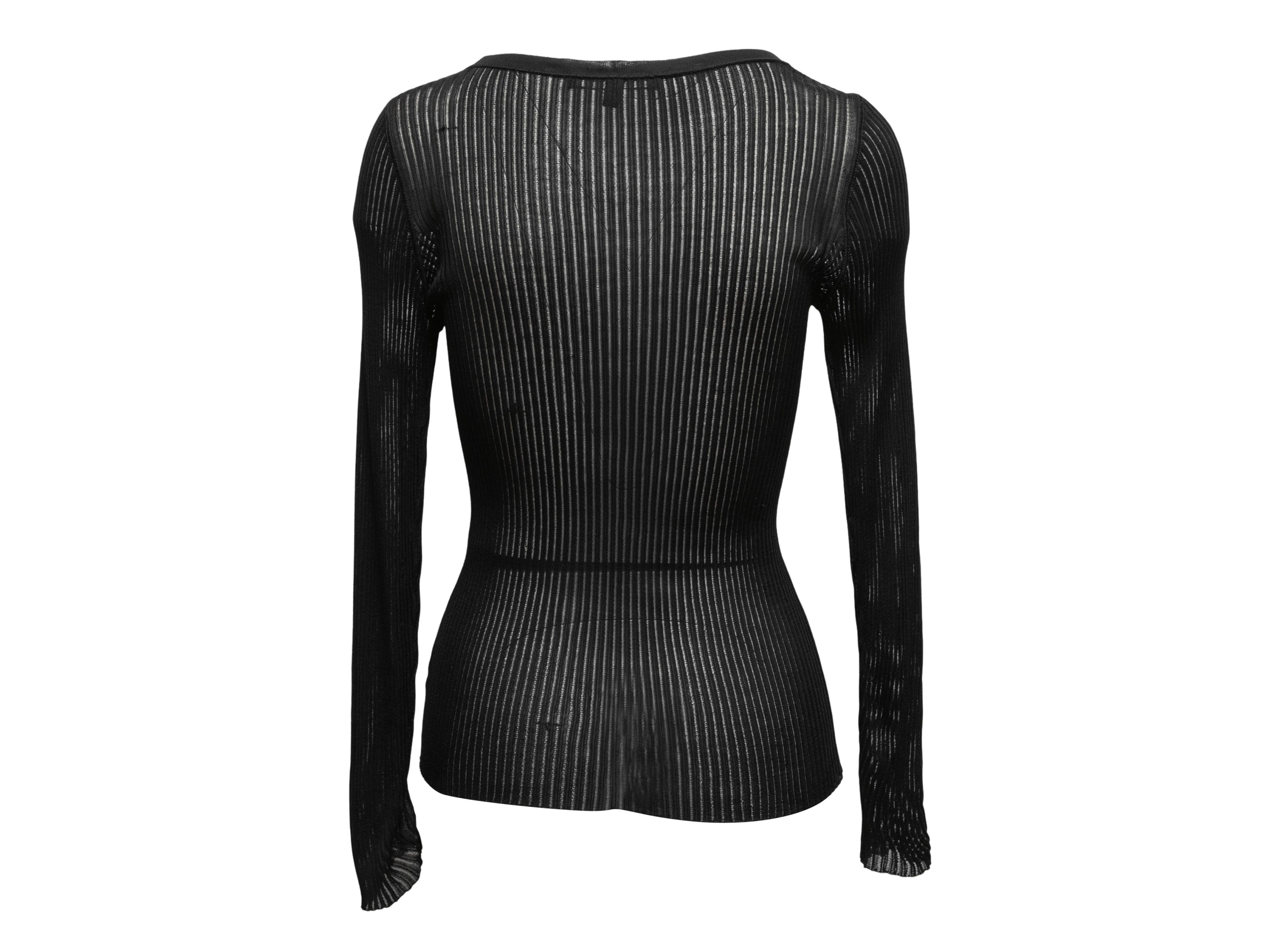 Black Gucci Ribbed Long Sleeve Top In Good Condition In New York, NY