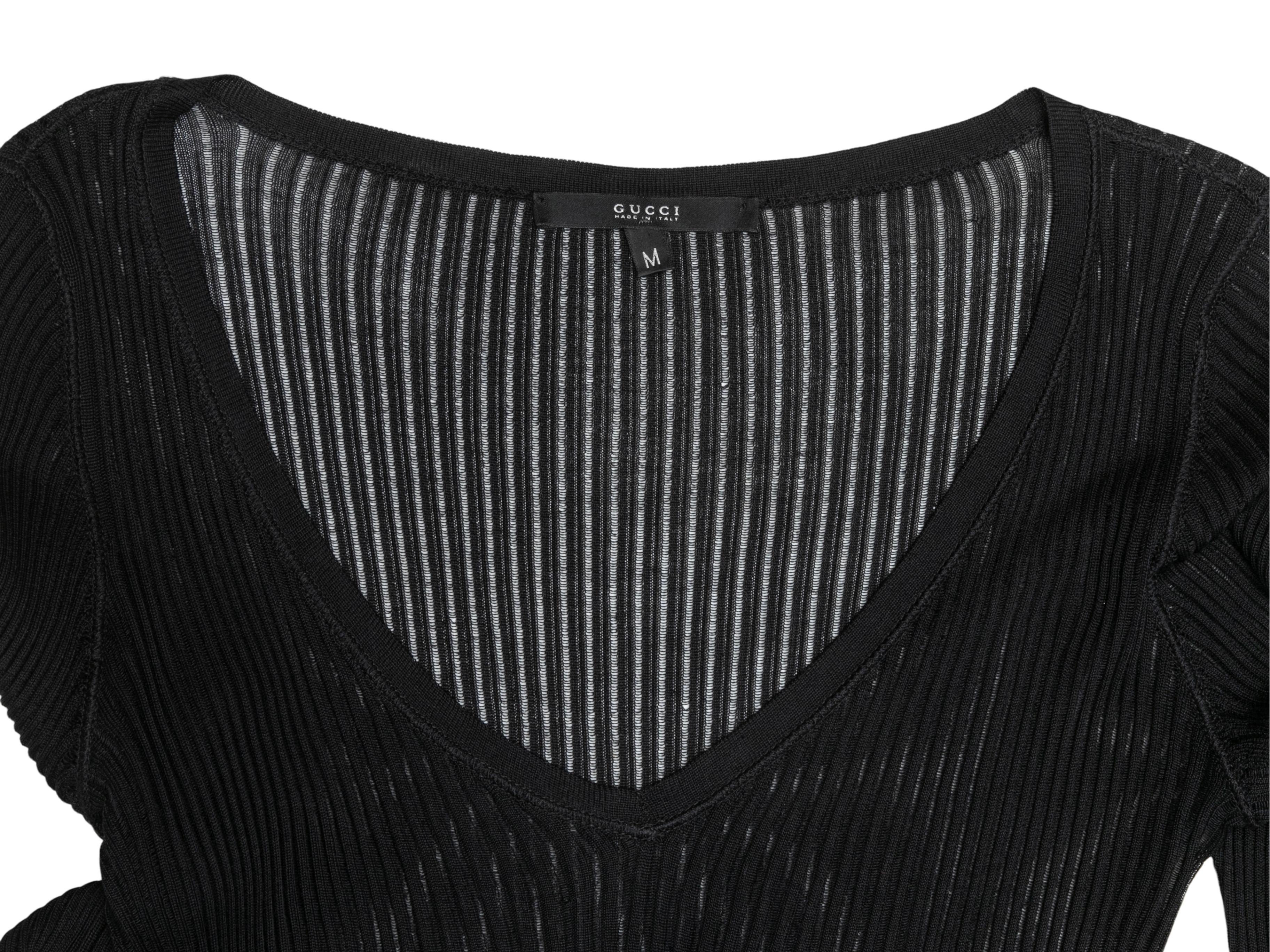 Women's Black Gucci Ribbed Long Sleeve Top