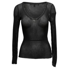 Black Gucci Ribbed Long Sleeve Top