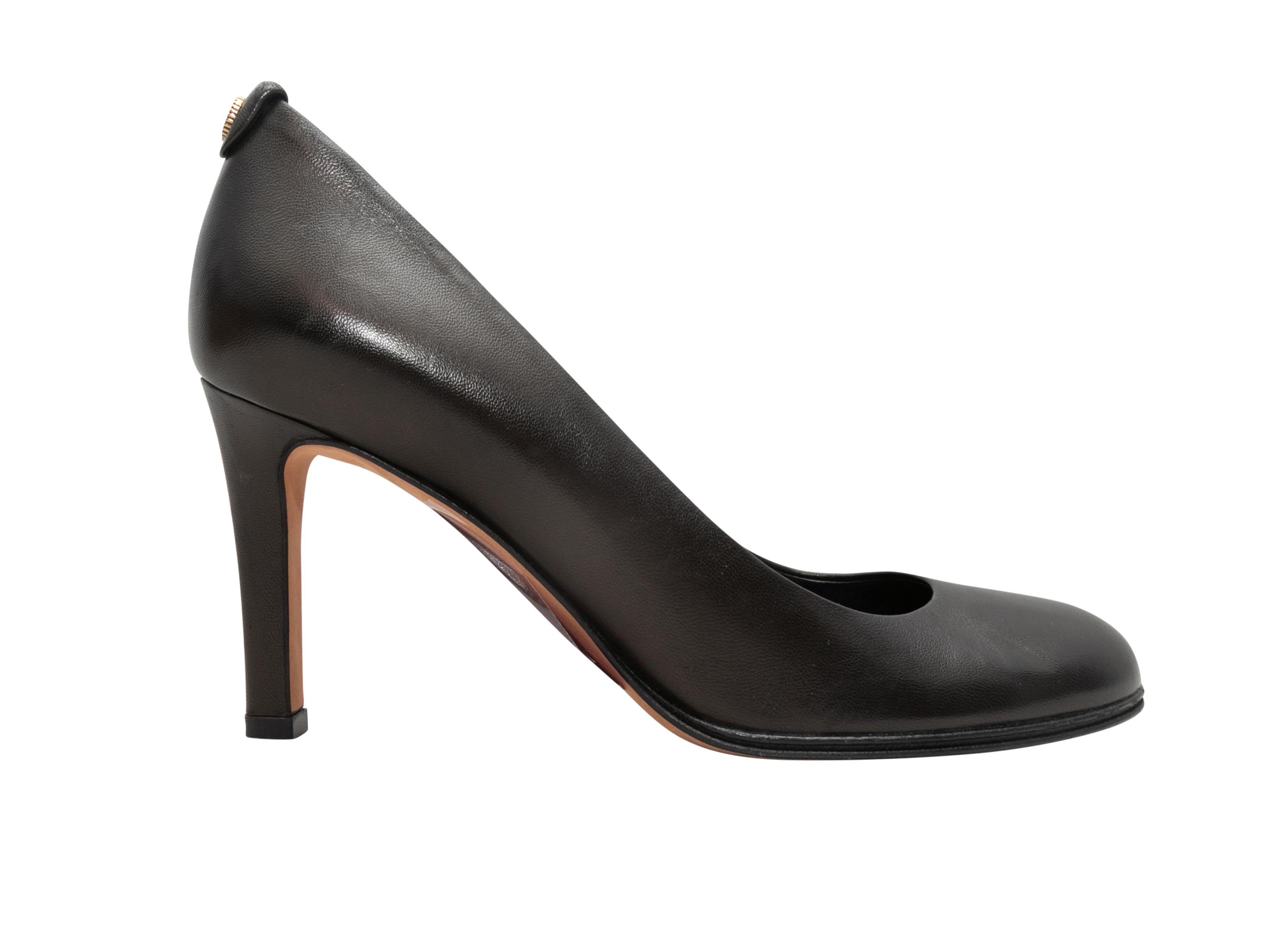 Escarpins en cuir noir Gucci à bout rond Taille 36.5