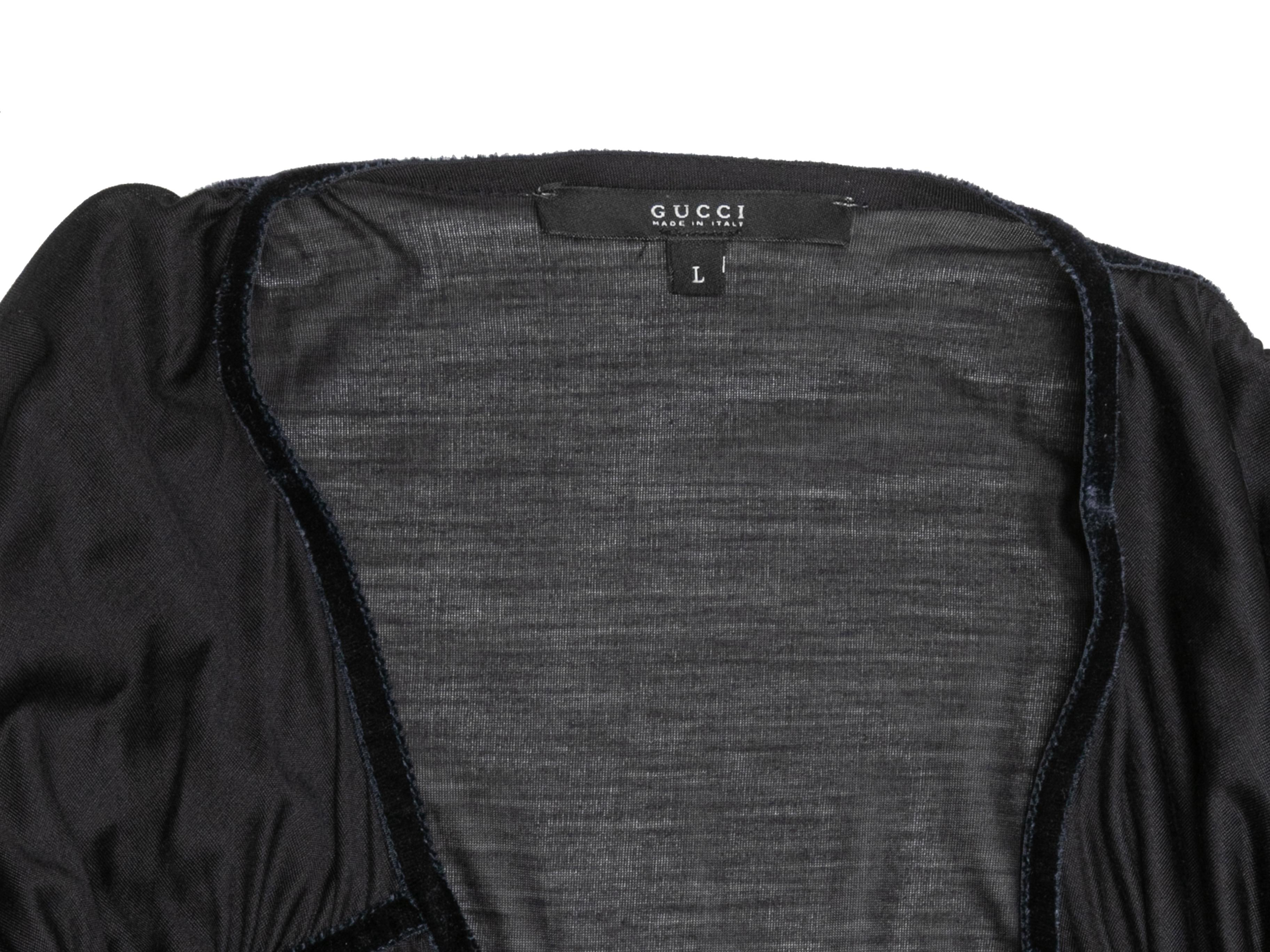 Gucci Top a maniche lunghe in seta nera con increspature taglia US L. In condizioni buone in vendita a New York, NY