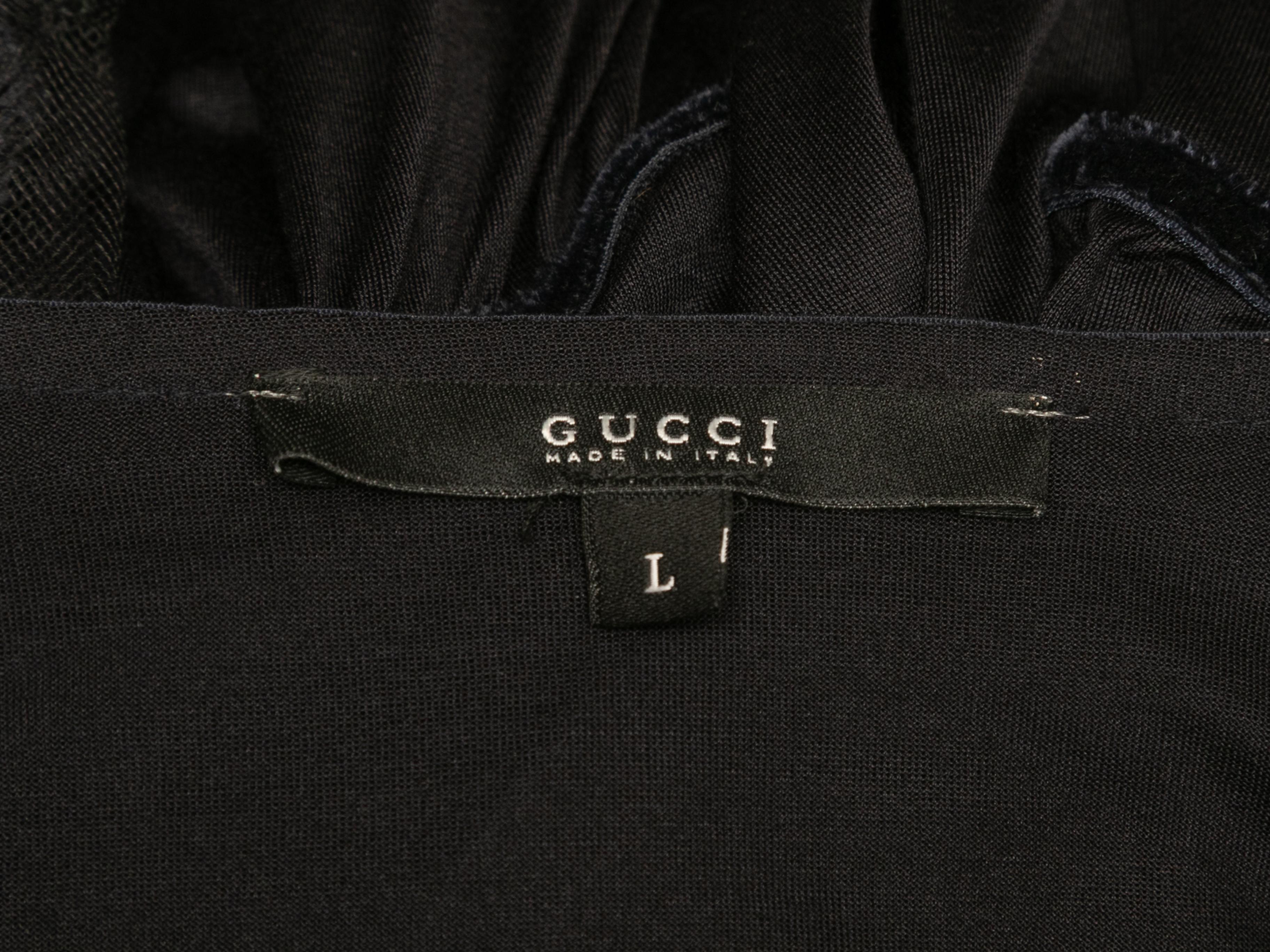 Donna Gucci Top a maniche lunghe in seta nera con increspature taglia US L. in vendita