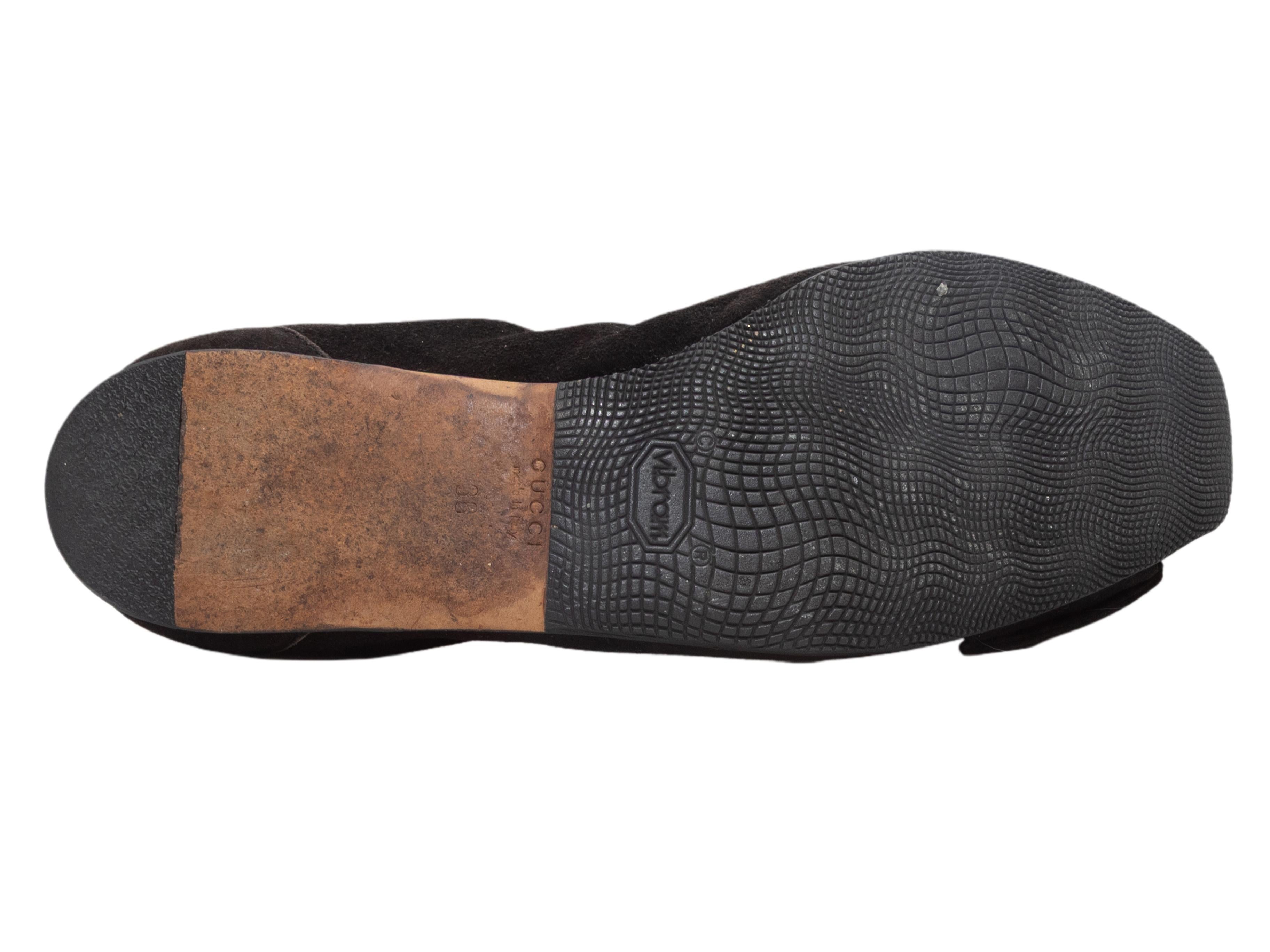 Black Gucci Suede Bamboo Buckle Ballet Flats Size 36 For Sale 1