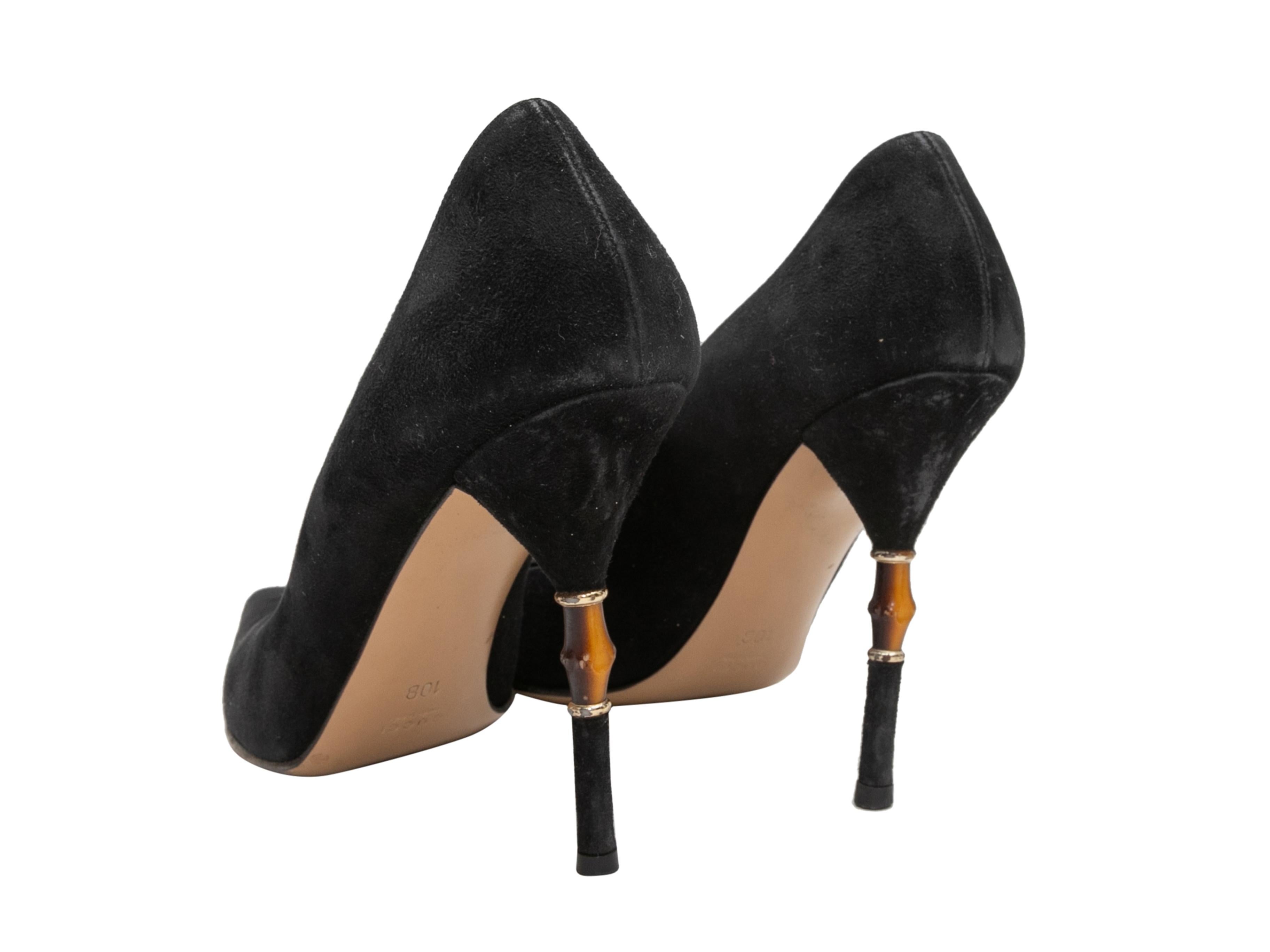 Talons en daim noirs Gucci à bout pointu Bamboo Taille 10B Bon état - En vente à New York, NY