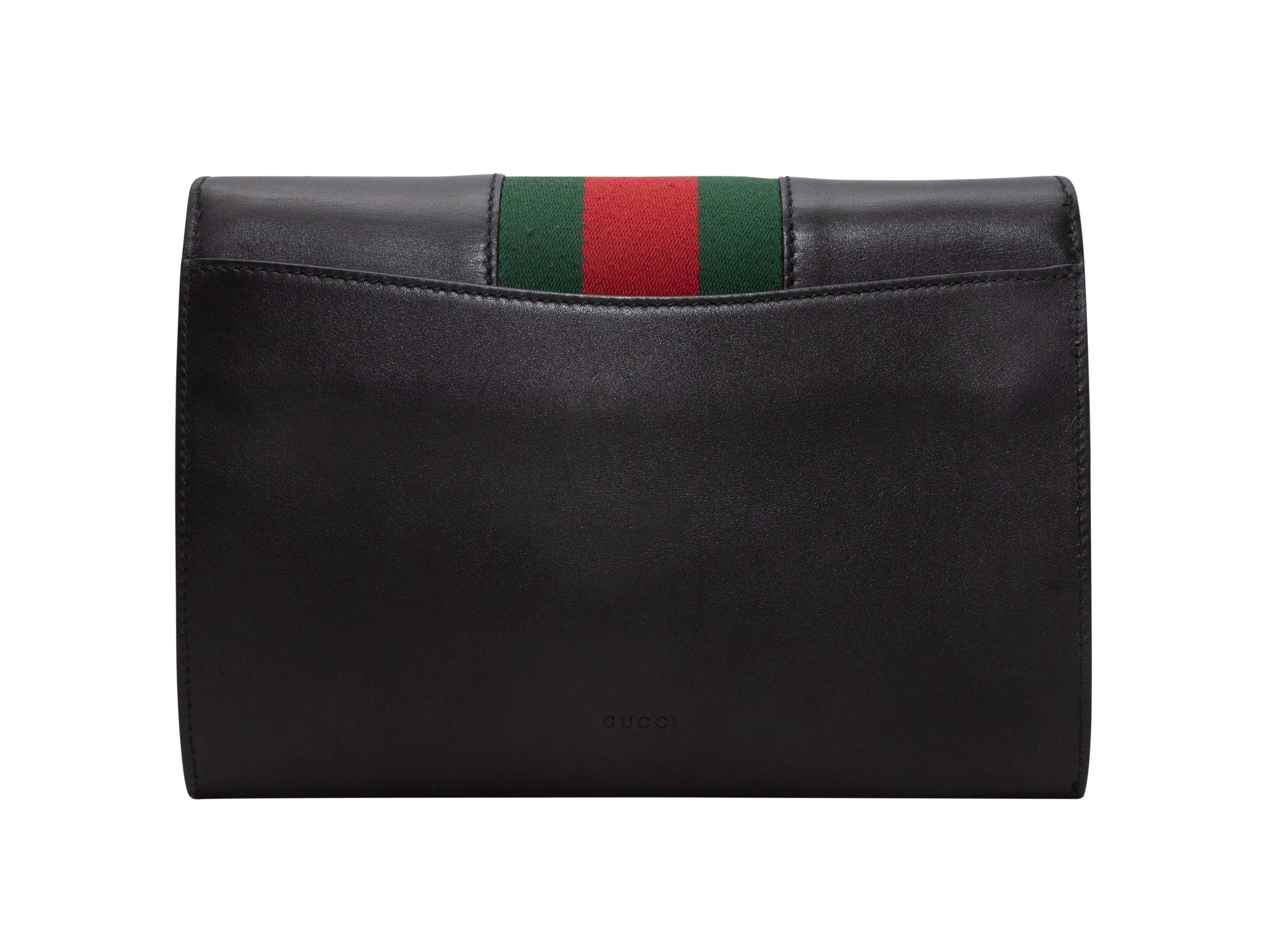 Women's Black Gucci Sylvie Web-Trimmed Leather Clutch For Sale