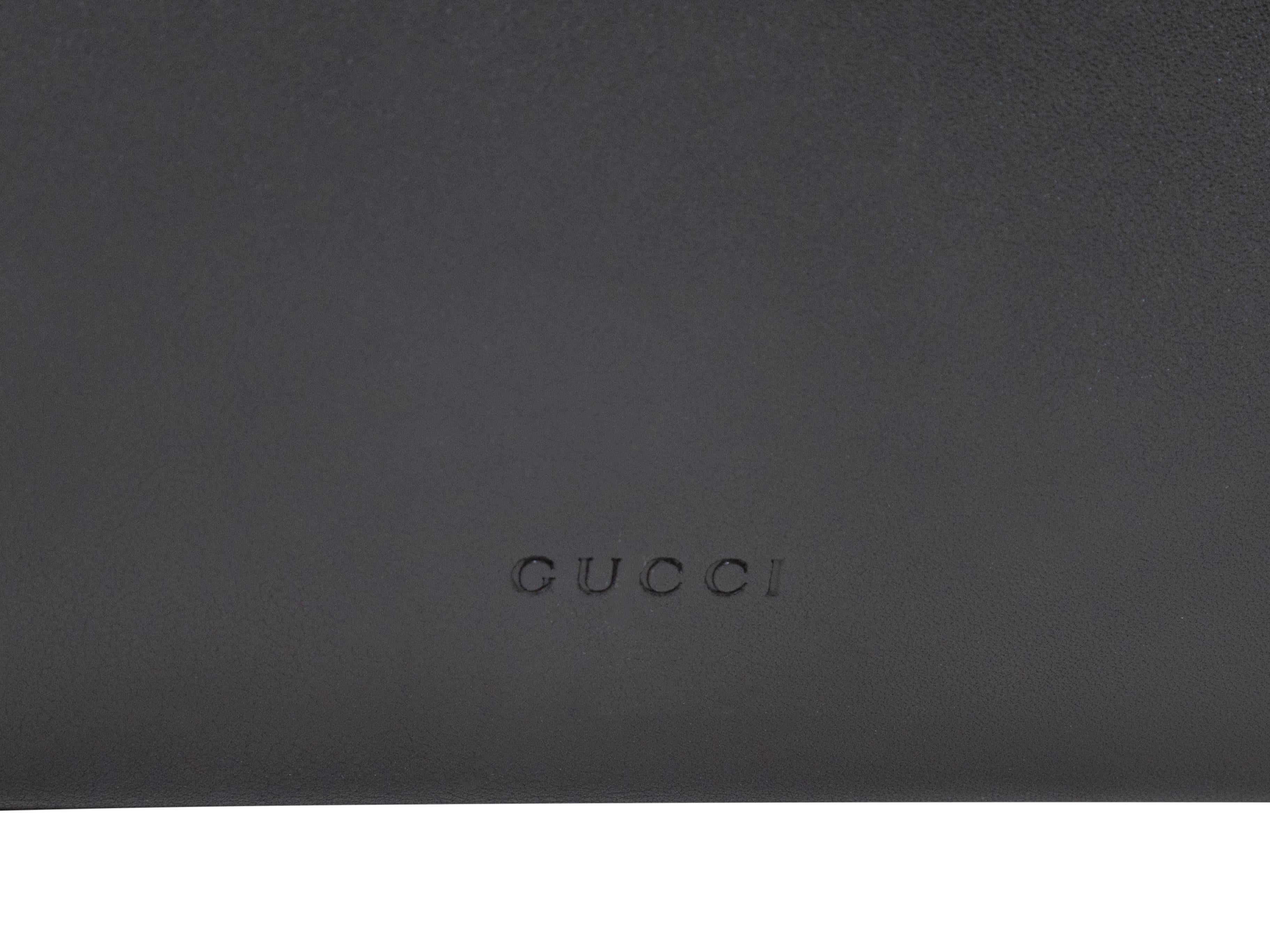 Black Gucci Sylvie Web-Trimmed Leather Clutch For Sale 2