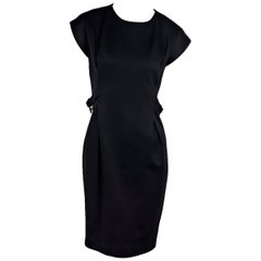 Black Gucci Wool-Faille Textured Dress