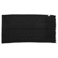 Black Gucci Wool & Silk-Blend GG Patterned Scarf
