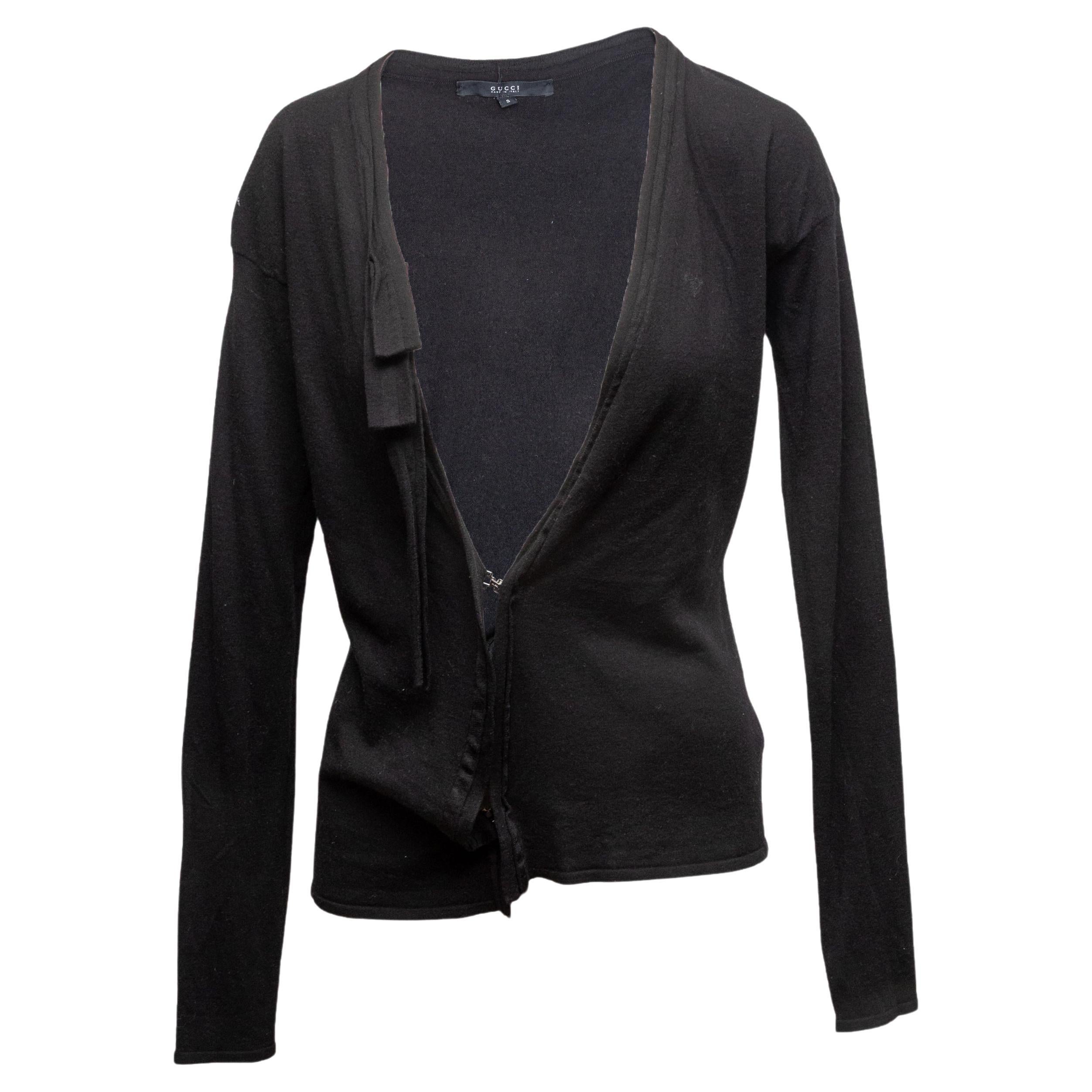 Black Gucci Wool V-Neck Cardigan