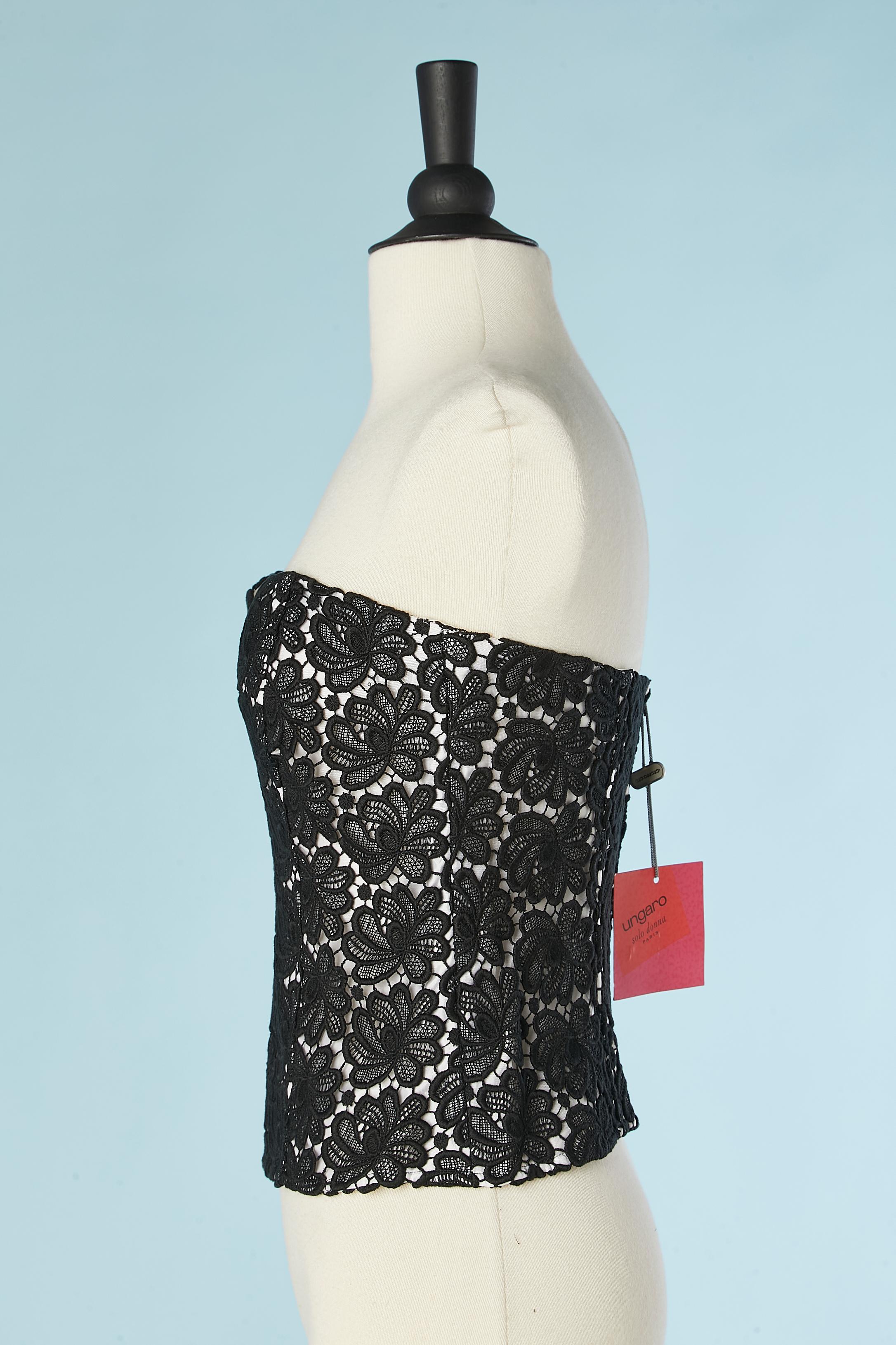 Beige Black guipure bustier on a white base Ungaro Solo Donna NEW For Sale