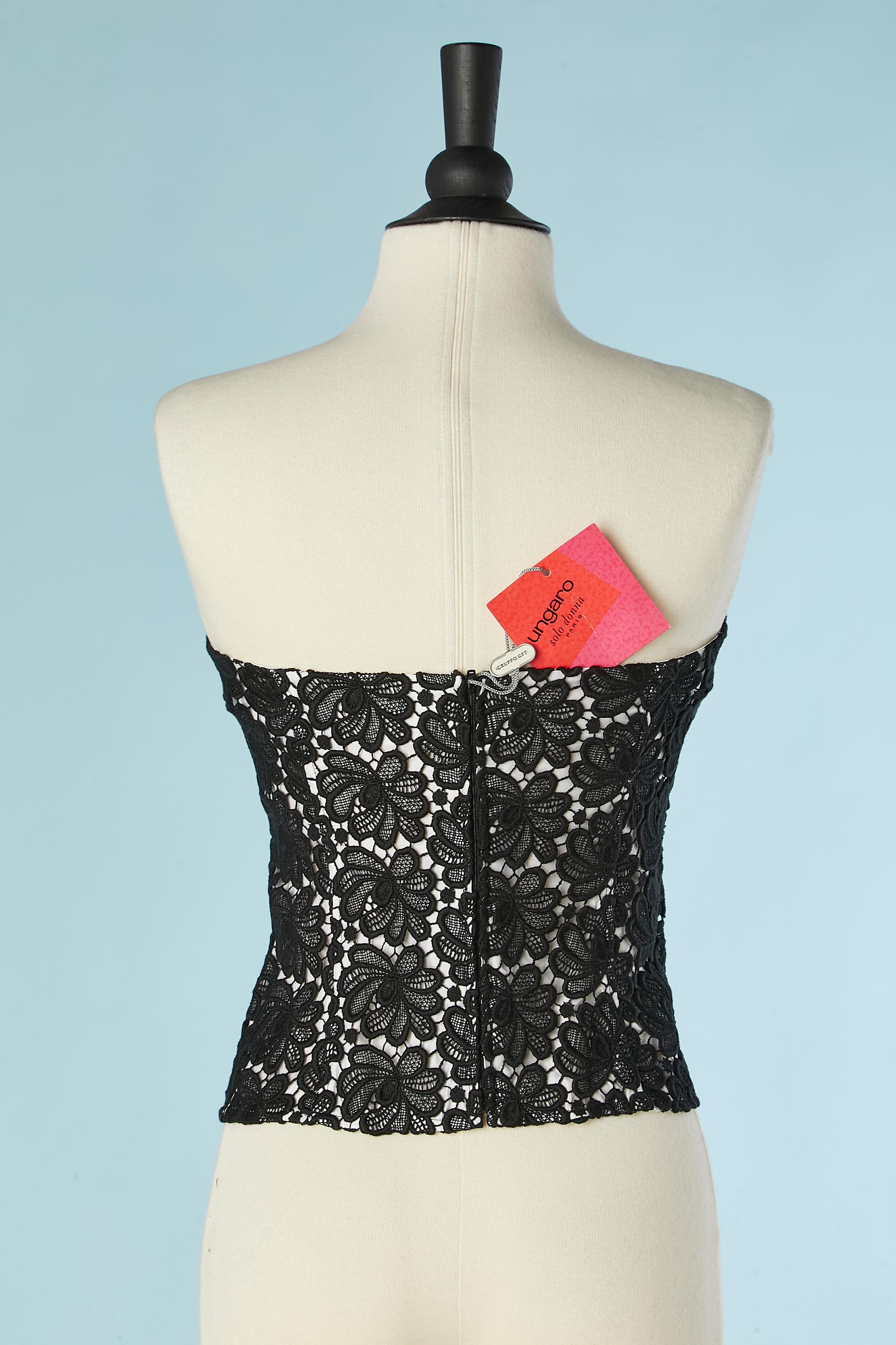 Black guipure bustier on a white base Ungaro Solo Donna NEW  For Sale 1