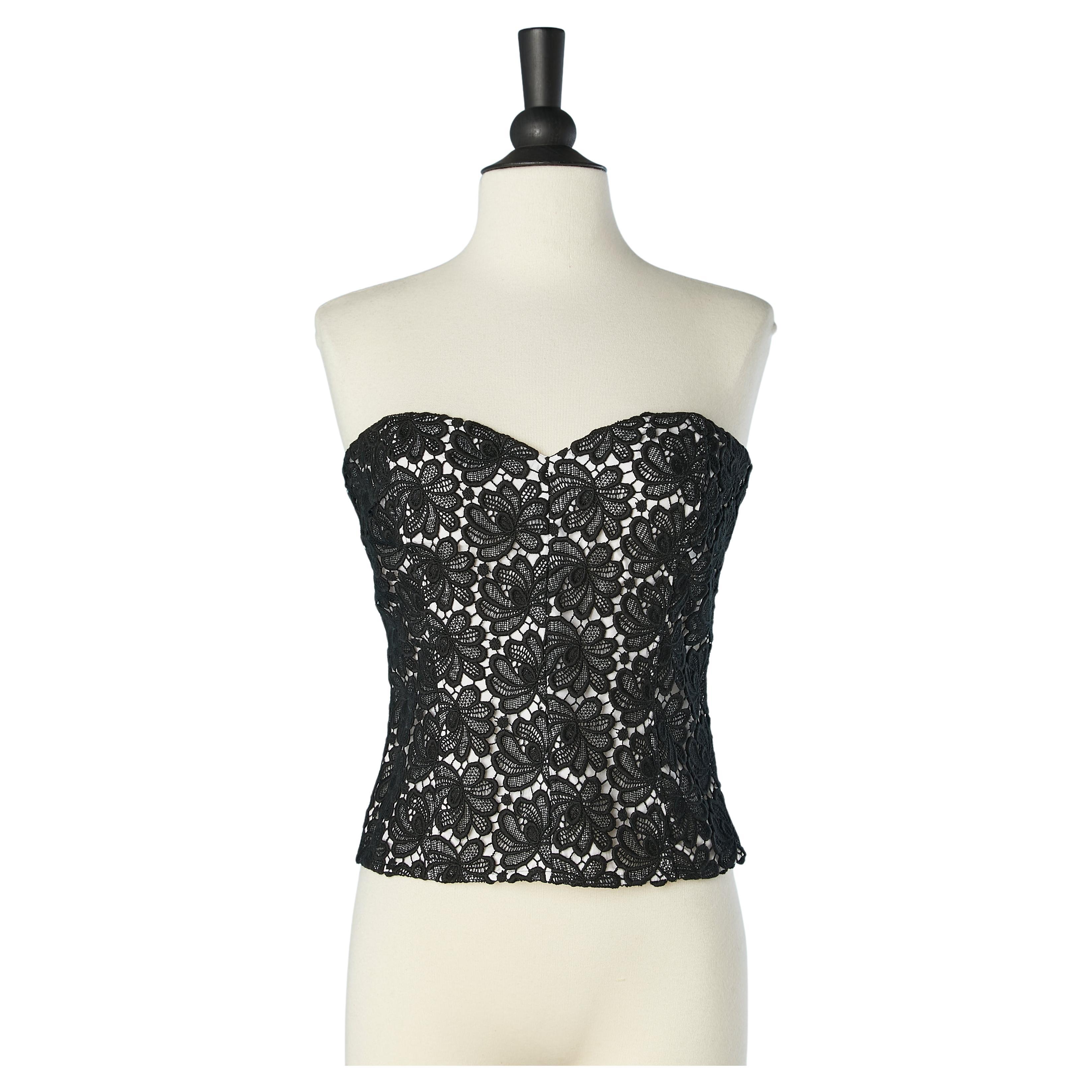 Black guipure bustier on a white base Ungaro Solo Donna NEW  For Sale