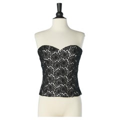 Black guipure bustier on a white base Ungaro Solo Donna NEW 