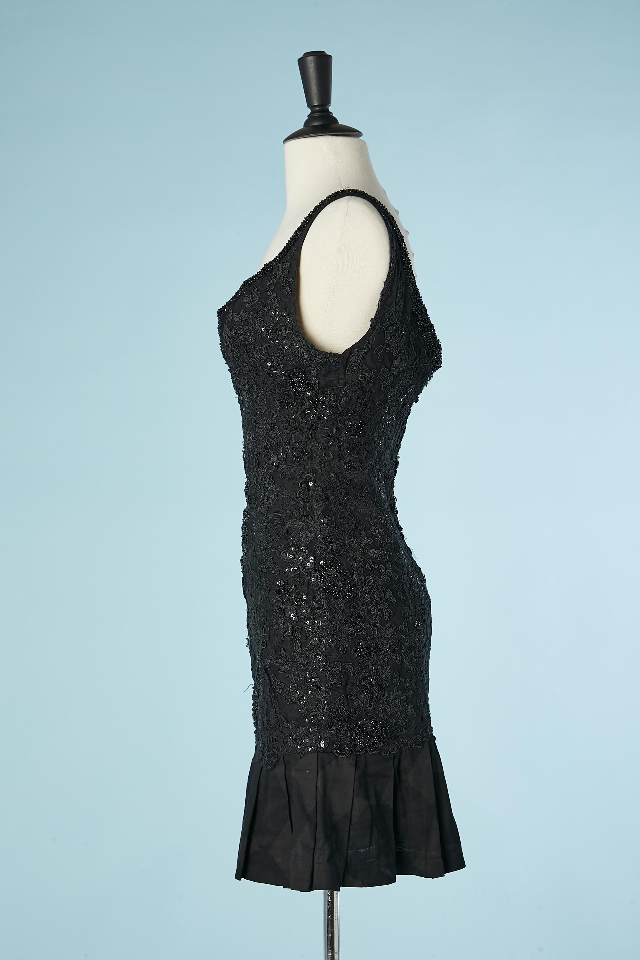 Black guipure cocktail dress with sequin and beads all over Just Cavalli For Sale 2