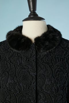 Black guipure evening coat with mink collar PRADA