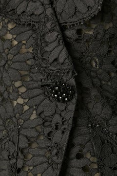 Black guipure evening jacket with beaded buttons Ungaro Parallèle
