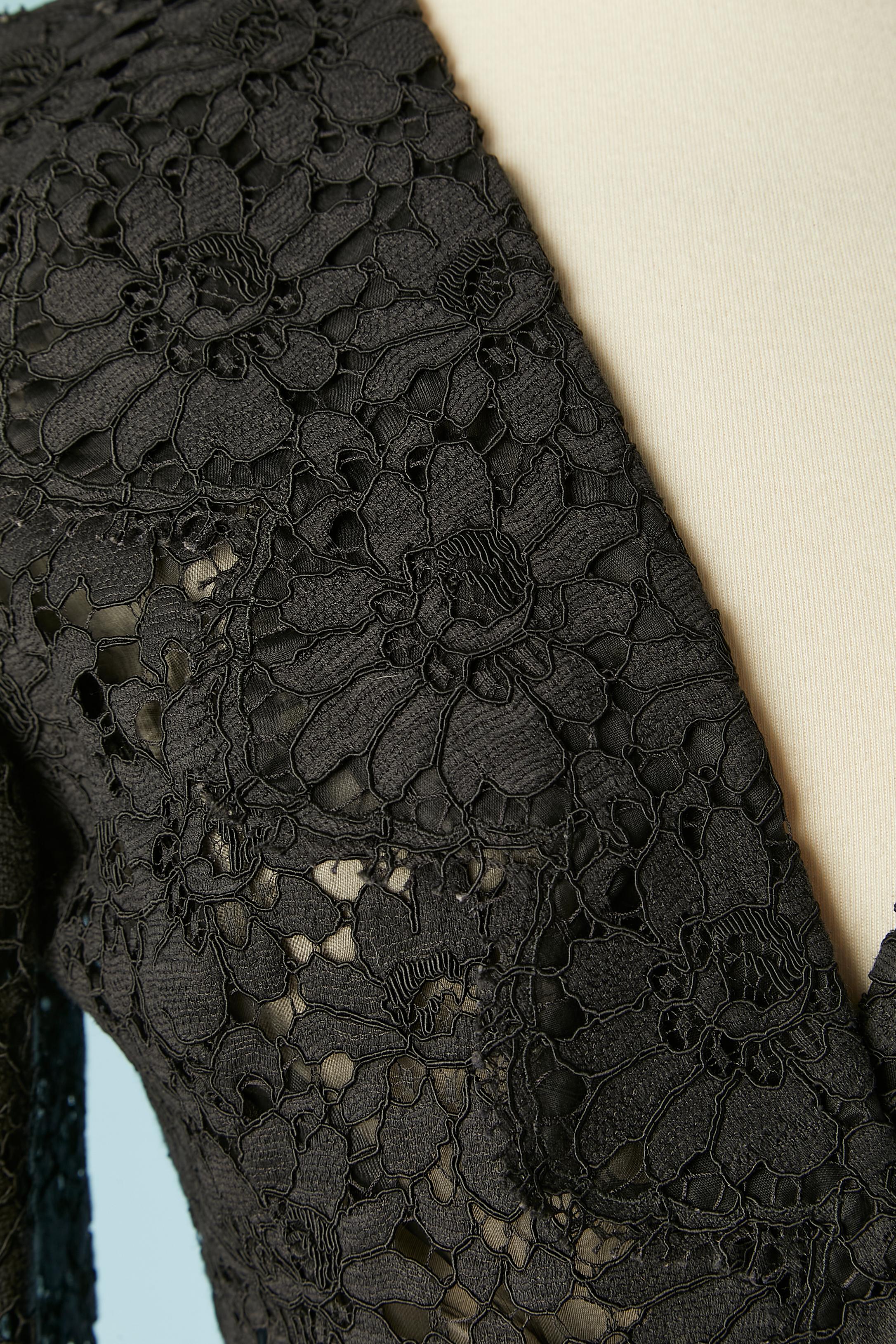 Black guipure evening jacket with beaded buttons Ungaro Parallèle  In Excellent Condition For Sale In Saint-Ouen-Sur-Seine, FR