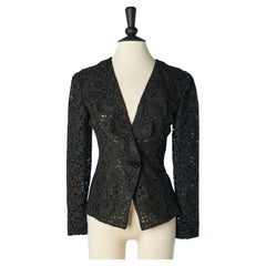 Black guipure evening jacket with beaded buttons Ungaro Parallèle 