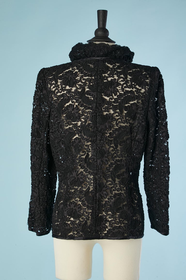 Black guipure evening jacket with ruffle collar YSL Rive Gauche For ...