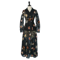 Black guipure jacket and skirt ensemble with flower appliqué CHRISTIAN DIOR