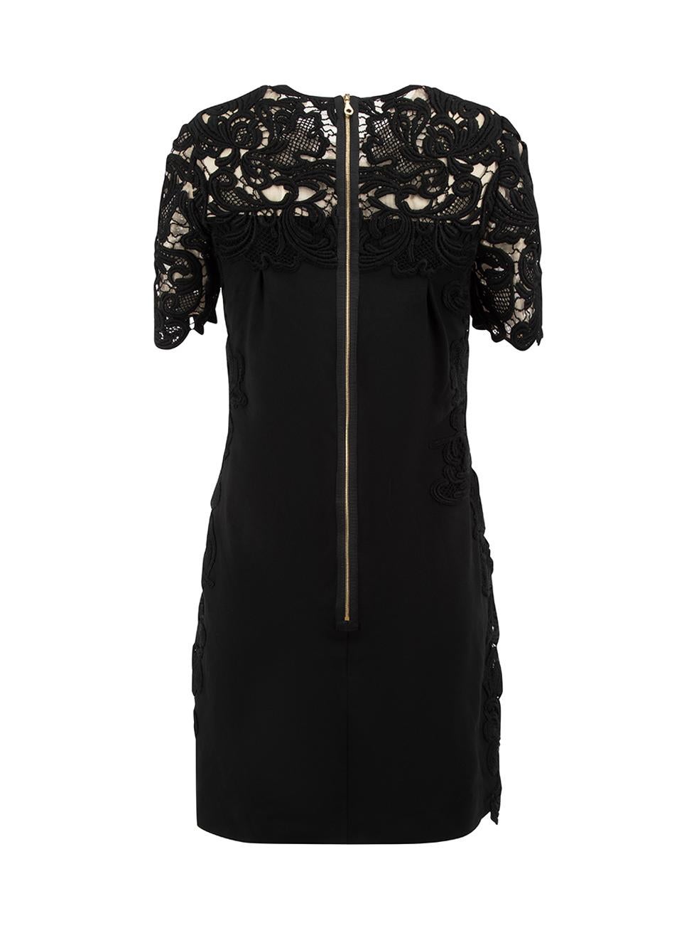 Erdem Black Guipure Lace Knee Length Dress Size S In Good Condition For Sale In London, GB