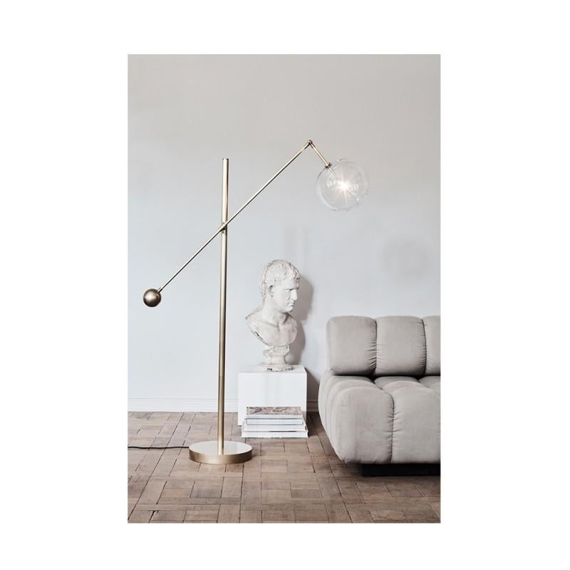 Contemporary Milan 1 Arm Black Gunmetal Floor Lamp by Schwung