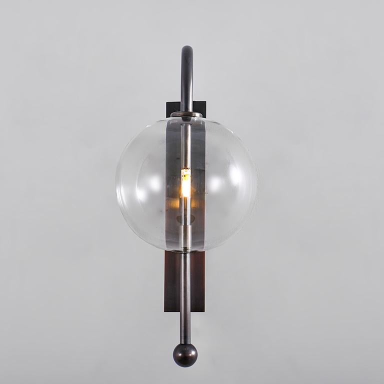 Contemporary Naples Black Gunmetal Wall Sconce by Schwung