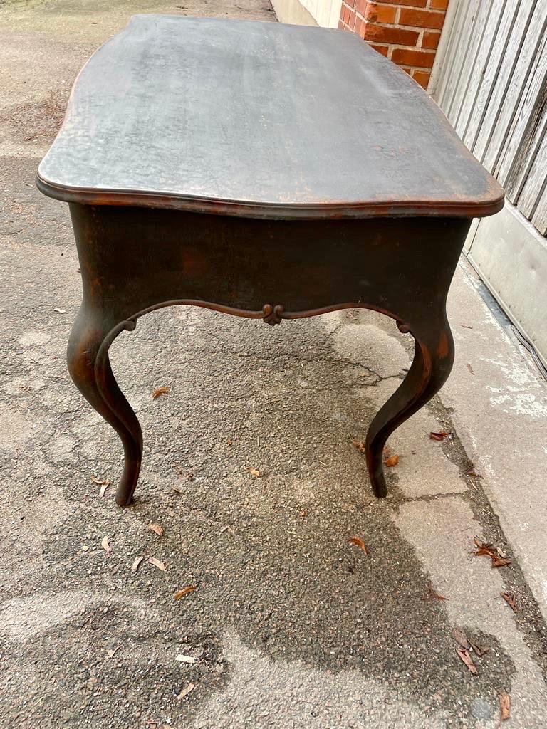Black Gustavian Writing Desk With 3 Drawers, Sweden 2