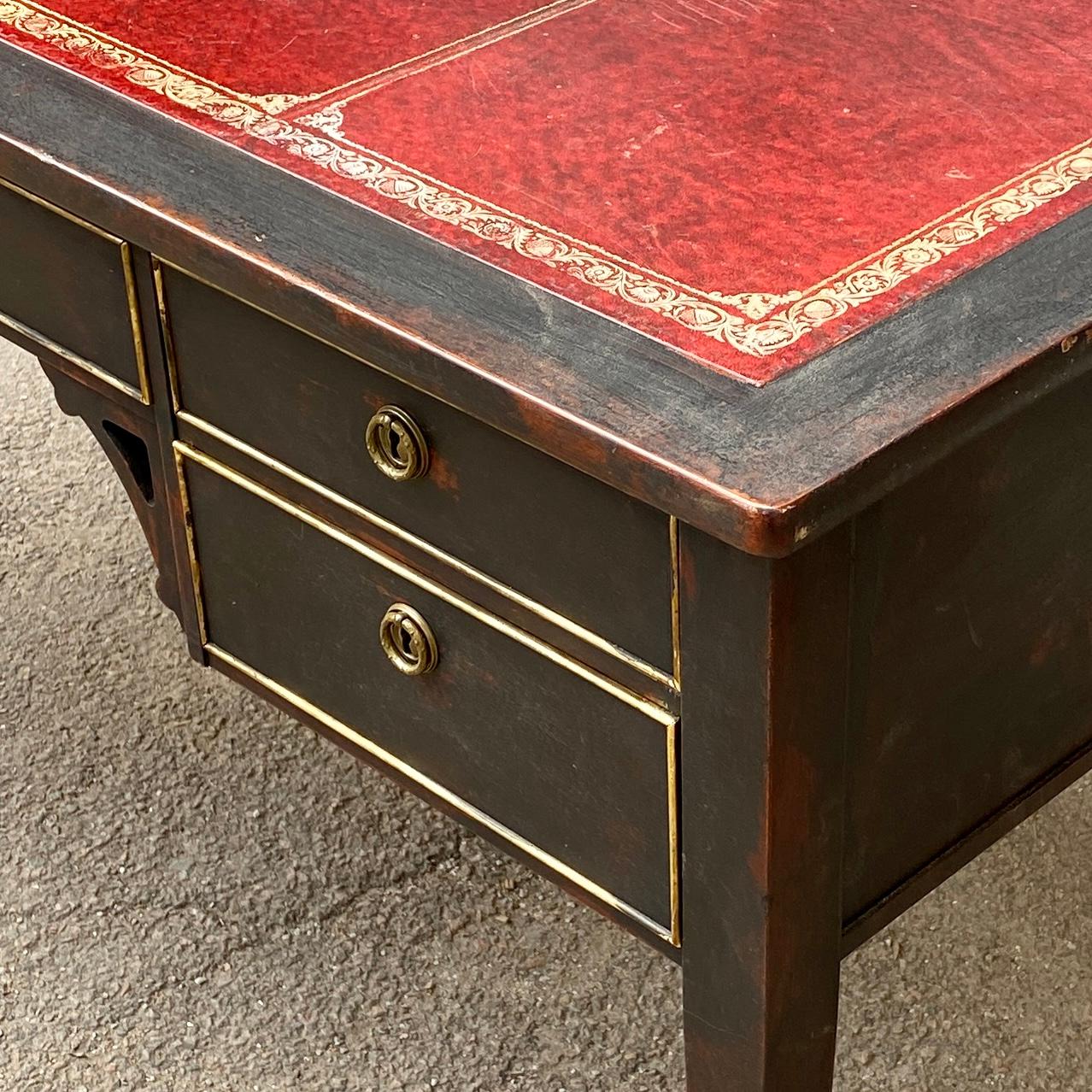 Black Gustavian Writing Desk with 5 Drawers, Sweden For Sale 4