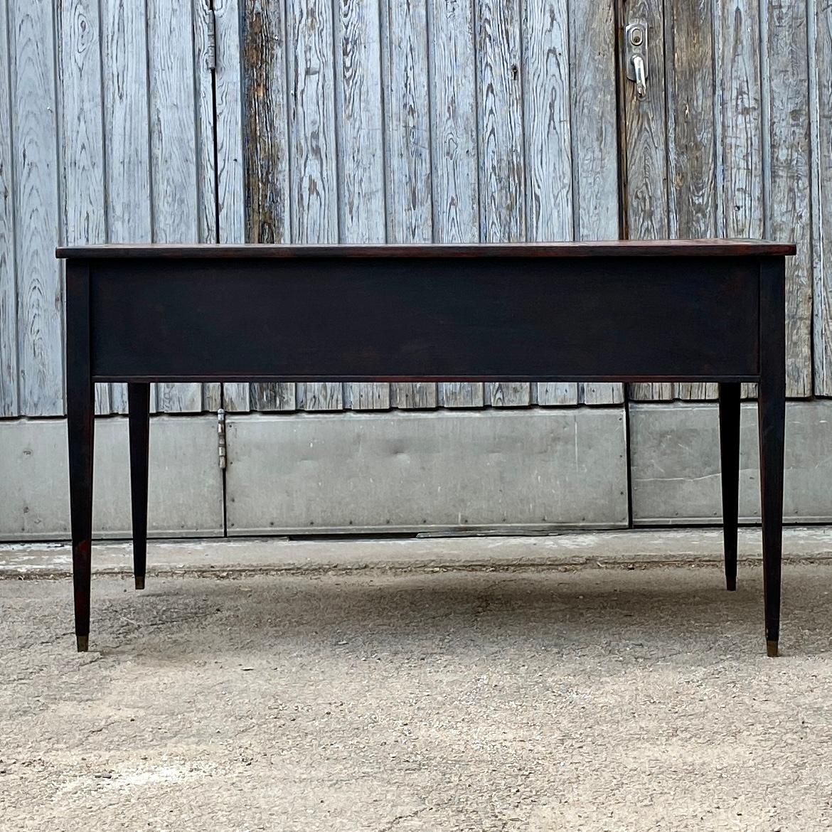 Black Gustavian Writing Desk with 5 Drawers, Sweden For Sale 7