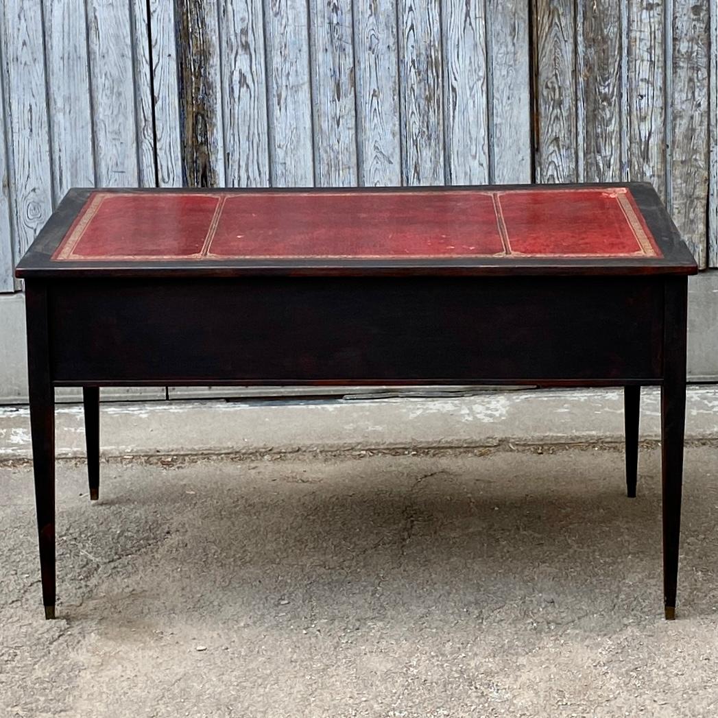 Black Gustavian Writing Desk with 5 Drawers, Sweden For Sale 8