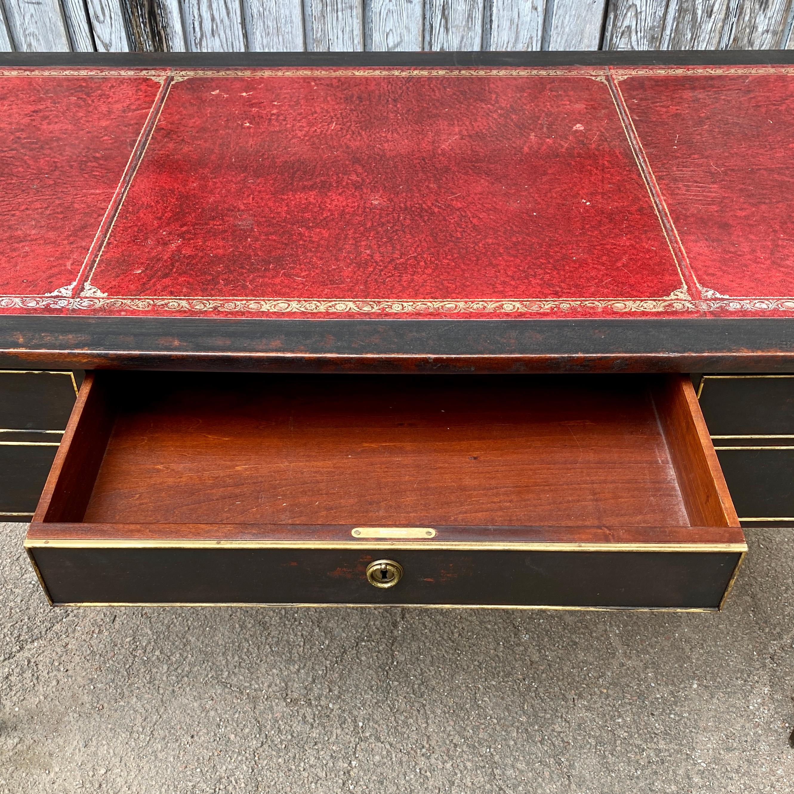 Black Gustavian Writing Desk with 5 Drawers, Sweden For Sale 1