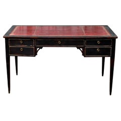 Antique Black Gustavian Writing Desk with 5 Drawers, Sweden