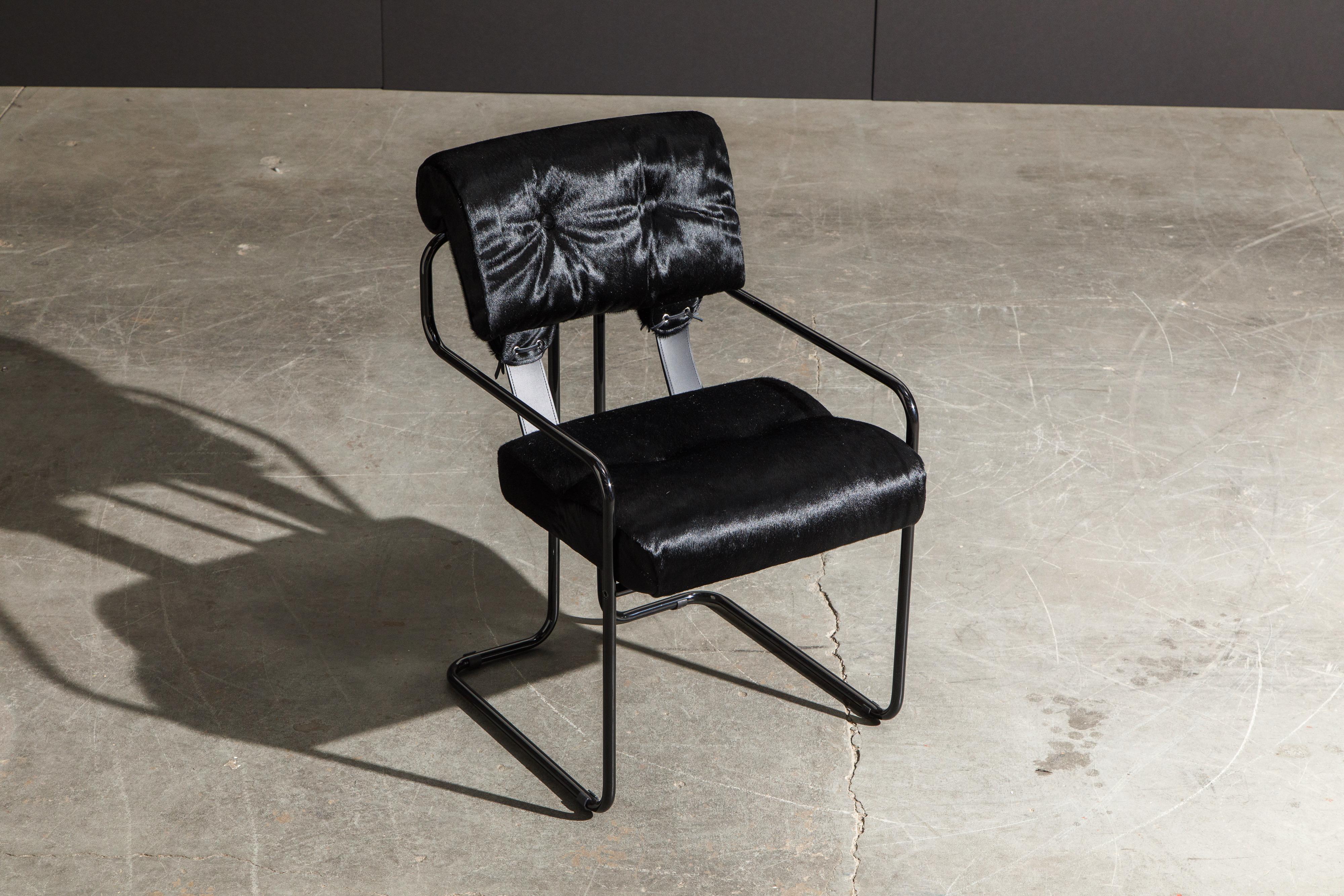 Lacquered Black Hair-On-Hide 'Tucroma' Armchair by Guido Faleschini for Mariani, New For Sale