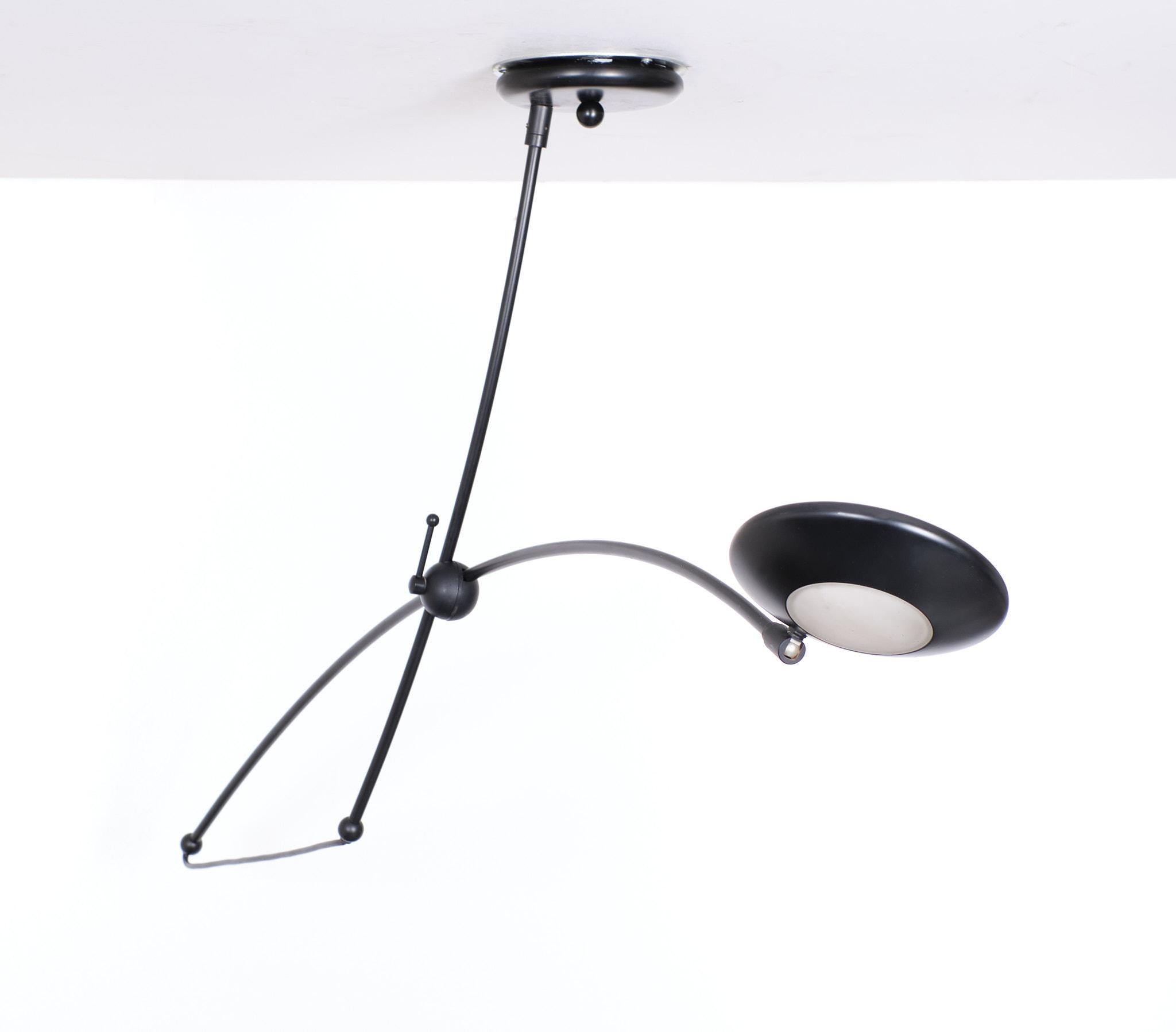 Black Halogen Swing Arm Ceiling Light Steinhauer Germany 1980s In Good Condition For Sale In Den Haag, NL