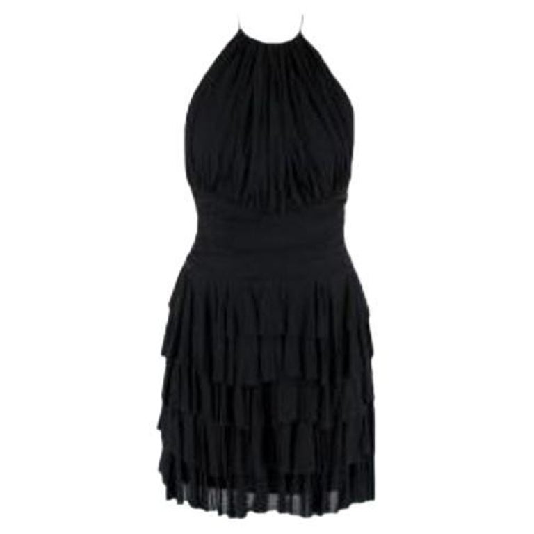 Halter Pleated Sequined Mini Dress with Back Details