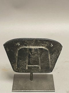 Black Hand Carved Stone Abstract Bird Sculpture On Stand, China, Contemporary