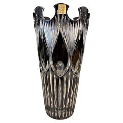 Black Hand Cut Lead Crystal Vase by Caesar Crystal Bohemiae Co. Czech Republic