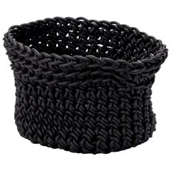 Black Hand-Knitted Neoprene Cilindro Basket, Rosanna Contadini