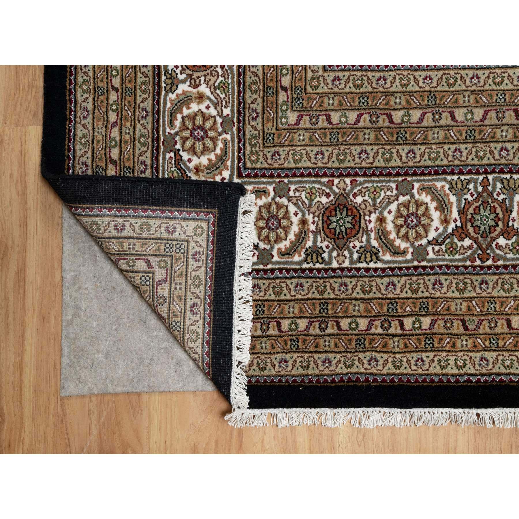 Schwarzer handgeknüpfter Tabriz Mahi mit Fish Design Hand Knüpfteppich 11'8