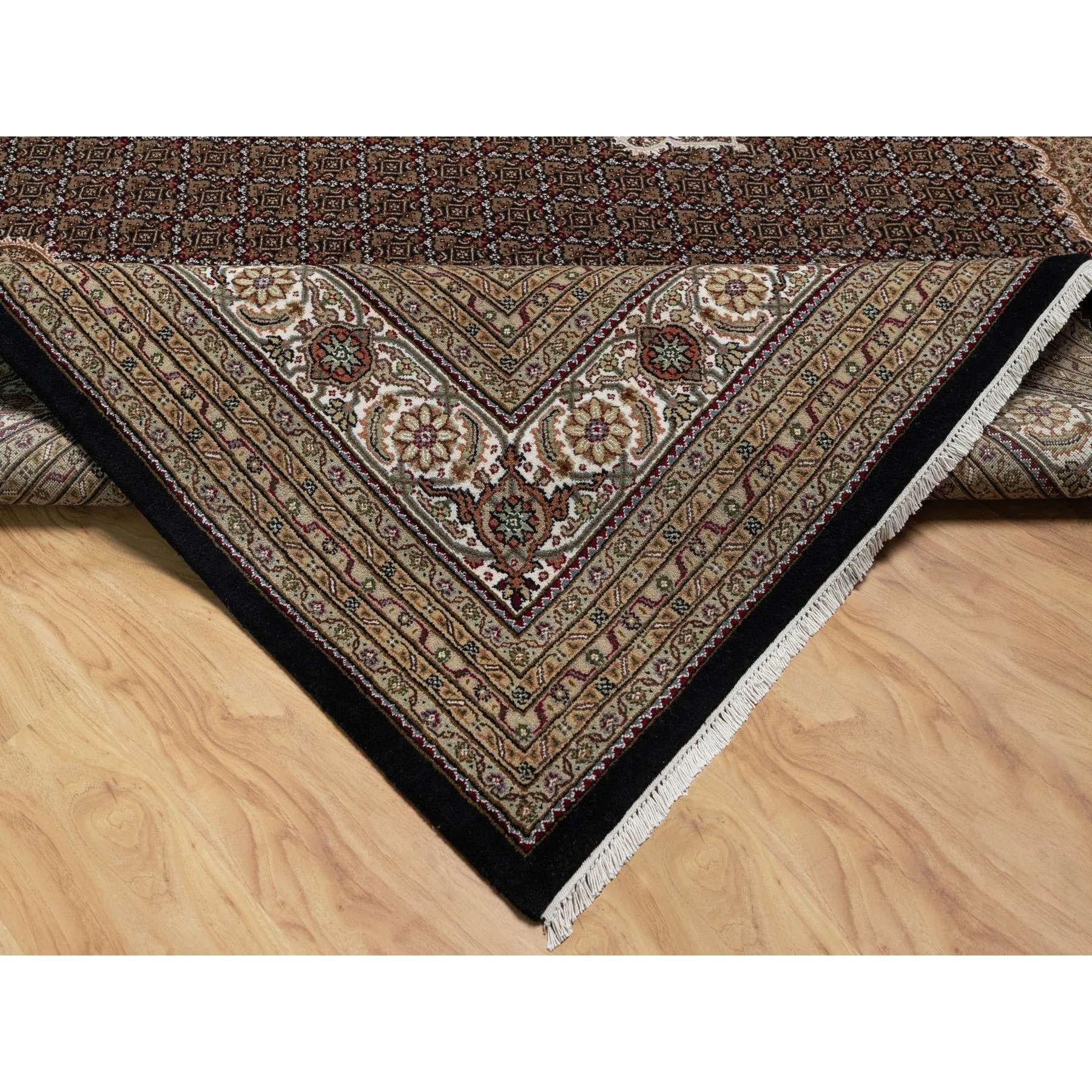 Schwarzer handgeknüpfter Tabriz Mahi mit Fish Design Hand Knüpfteppich 11'8