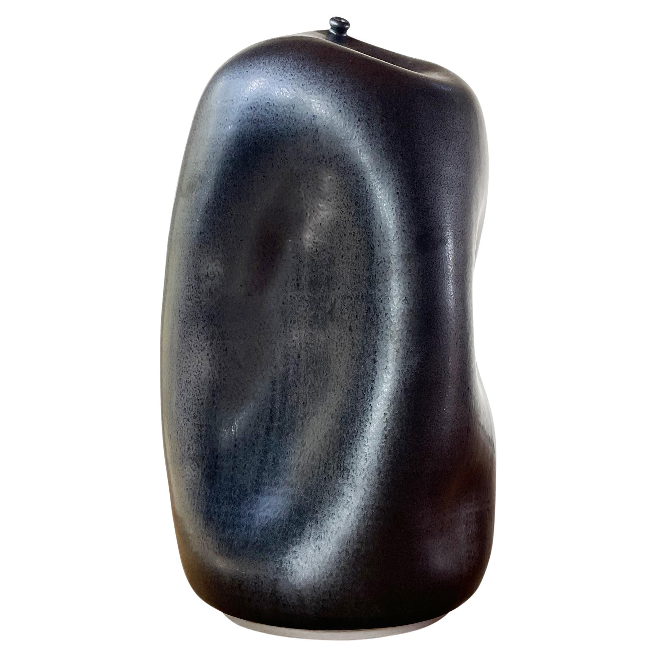 Black Hand Made Ceramic Vase, Ceramic Sculpture, Earthy Modern Ceramic Sculpture