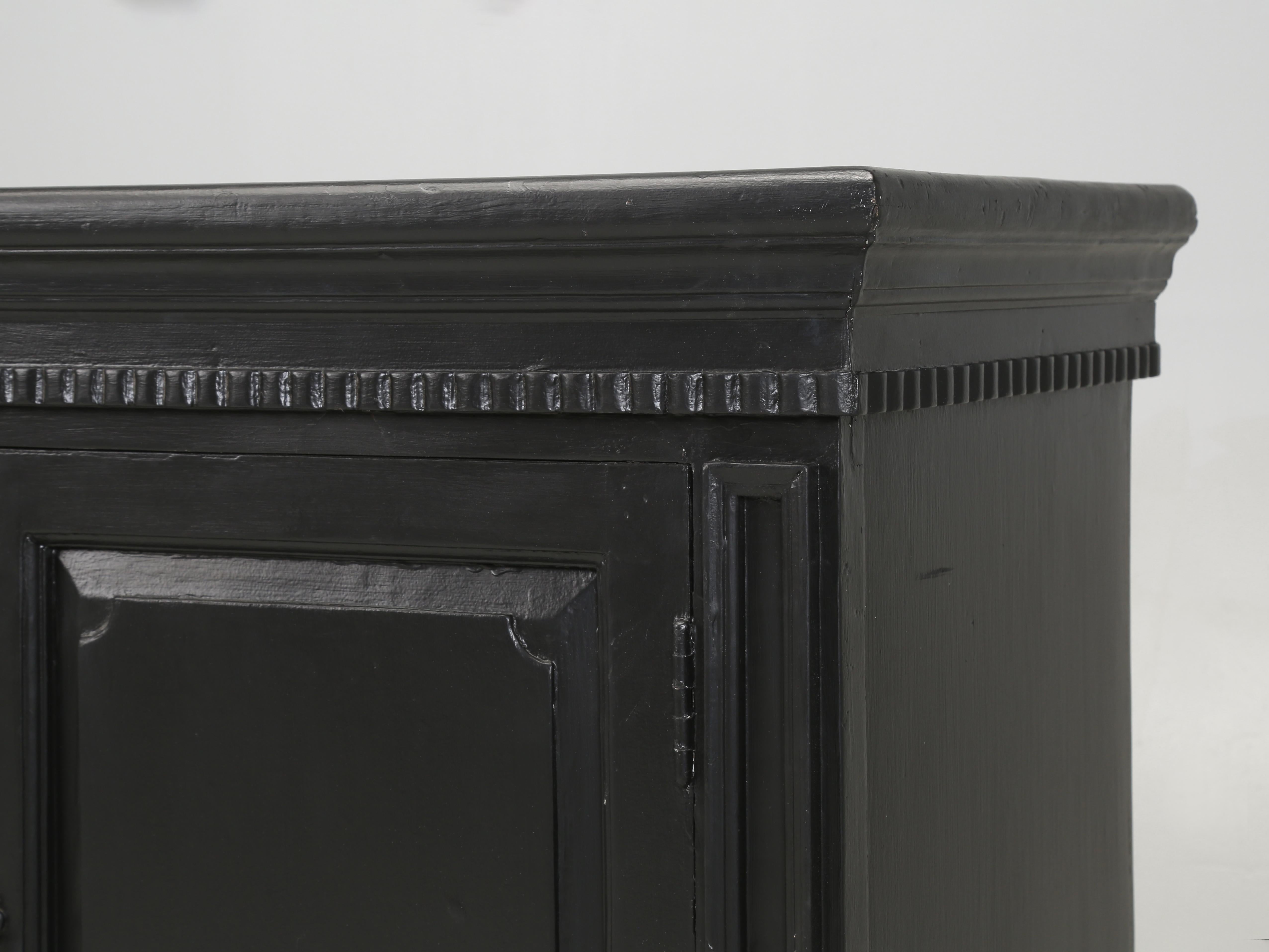 Hand-Crafted Black hand-painted Buffet or Sideboard probably made in Asia Well Constructed For Sale
